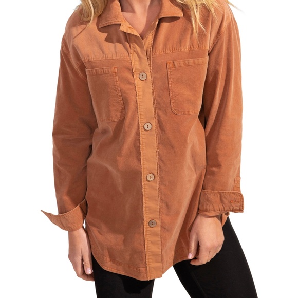 Escape--Baby Cord Stretch Shacket, with front pockets - Picture 1 of 2